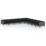 9 Piece Garden Lounge Set with Cushions Poly Rattan Dark Grey - Front View