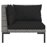 9 Piece Garden Lounge Set with Cushions Poly Rattan Dark Grey - Rear View