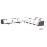9 Piece Garden Lounge Set with Cushions Poly Rattan Dark Grey - Close-Up Angle
