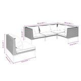 5 Piece Garden Lounge Set with Cushions Poly Rattan Dark Grey