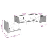 5 Piece Garden Lounge Set with Cushions Poly Rattan Dark Grey - Close-Up Angle