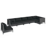 7 Piece Garden Lounge Set with Cushions Poly Rattan Dark Grey