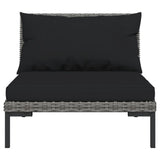7 Piece Garden Lounge Set with Cushions Poly Rattan Dark Grey