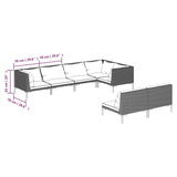 7 Piece Garden Lounge Set with Cushions Poly Rattan Dark Grey - Close-Up Angle