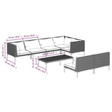 8 Piece Garden Lounge Set with Cushions Poly Rattan Dark Grey