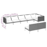 8 Piece Garden Lounge Set with Cushions Poly Rattan Dark Grey - Close-Up Angle