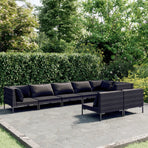 8 Piece Garden Lounge Set with Cushions Poly Rattan Dark Grey