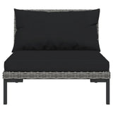 7 Piece Garden Lounge Set with Cushions Poly Rattan Dark Grey - Top-Down View