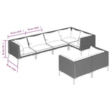 7 Piece Garden Lounge Set with Cushions Poly Rattan Dark Grey - Close-Up Angle
