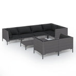 8 Piece Garden Lounge Set with Cushions Poly Rattan Dark Grey
