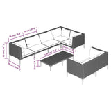 8 Piece Garden Lounge Set with Cushions Poly Rattan Dark Grey