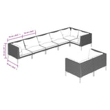 8 Piece Garden Lounge Set with Cushions Poly Rattan Dark Grey - Close-Up Angle