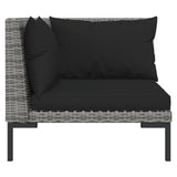 9 Piece Garden Lounge Set with Cushions Round Rattan Dark Grey - Rear View
