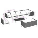 10 Piece Garden Lounge Set with Cushions Poly Rattan Dark Grey - Extra Image