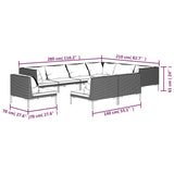 9 Piece Garden Lounge Set with Cushions Poly Rattan Dark Grey - Close-Up Angle