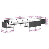 10 Piece Garden Lounge Set with Cushions Poly Rattan Dark Grey
