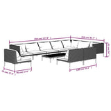 11 Piece Garden Lounge Set with Cushions Poly Rattan Dark Grey - Extra Image