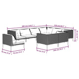 9 Piece Garden Lounge Set with Cushions Poly Rattan Dark Grey - Close-Up Angle