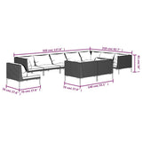 10 Piece Garden Lounge Set with Cushions Poly Rattan Dark Grey