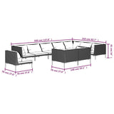 10 Piece Garden Lounge Set with Cushions Poly Rattan Dark Grey - Close-Up Angle