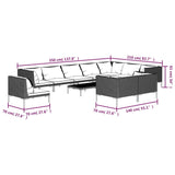 11 Piece Garden Lounge Set with Cushions Poly Rattan Dark Grey - Extra Image