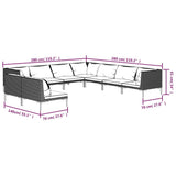9 Piece Garden Lounge Set with Cushions Poly Rattan Dark Grey - Close-Up Angle