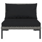 14 Piece Garden Lounge Set with Cushions Poly Rattan Dark Grey