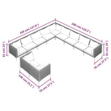 11 Piece Garden Lounge Set with Cushions Poly Rattan Dark Grey - Close-Up Angle