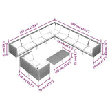 12 Piece Garden Lounge Set with Cushions Poly Rattan Dark Grey