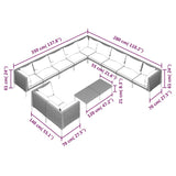 12 Piece Garden Lounge Set with Cushions Poly Rattan Dark Grey - Extra Image