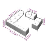 11 Piece Garden Lounge Set with Cushions Poly Rattan Dark Grey