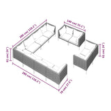 11 Piece Garden Lounge Set with Cushions Poly Rattan Dark Grey - Close-Up Angle