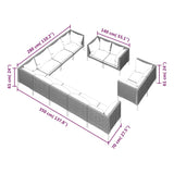 12 Piece Garden Lounge Set with Cushions Poly Rattan Dark Grey - Close-Up Angle