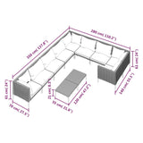 10 Piece Garden Lounge Set with Cushions Poly Rattan Dark Grey - Extra Image