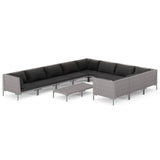11 Piece Garden Lounge Set with Cushions Poly Rattan Dark Grey - Front View