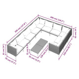 11 Piece Garden Lounge Set with Cushions Poly Rattan Dark Grey - Extra Image