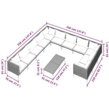 12 Piece Garden Lounge Set with Cushions Poly Rattan Dark Grey - Extra Image