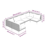 6 Piece Garden Lounge Set with Cushions Poly Rattan Dark Grey - Close-Up Angle