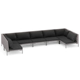 7 Piece Garden Lounge Set with Cushions Poly Rattan Dark Grey