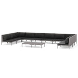 11 Piece Garden Lounge Set with Cushions Poly Rattan Dark Grey - Front View
