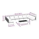 11 Piece Garden Lounge Set with Cushions Poly Rattan Dark Grey - Extra Image