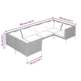 6 Piece Garden Lounge Set with Cushions Poly Rattan Dark Grey - Close-Up Angle