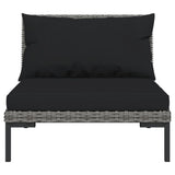 7 Piece Garden Lounge Set with Cushions Poly Rattan Dark Grey - Top-Down View