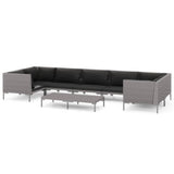 8 Piece Garden Lounge Set with Cushions Poly Rattan Dark Grey