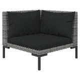 9 Piece Garden Lounge Set with Cushions Poly Rattan Dark Grey - 45-Degree Angle