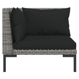 9 Piece Garden Lounge Set with Cushions Poly Rattan Dark Grey - Rear View