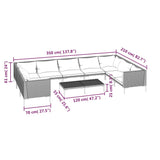10 Piece Garden Lounge Set with Cushions Poly Rattan Dark Grey - Extra Image