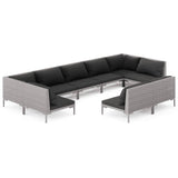 9 Piece Garden Lounge Set with Cushions Poly Rattan Dark Grey
