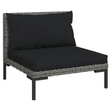9 Piece Garden Lounge Set with Cushions Poly Rattan Dark Grey - Side View