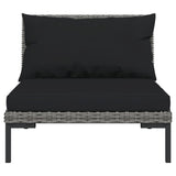 9 Piece Garden Lounge Set with Cushions Poly Rattan Dark Grey - Top-Down View